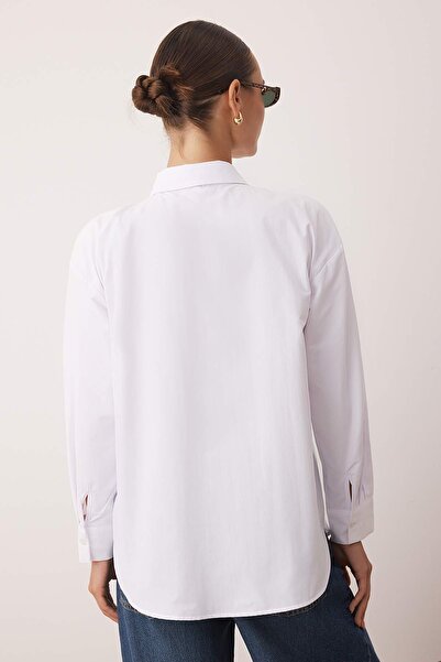 Trendyol Modest White Front Piping Detailed Woven Shirt Tctaw26Tg00003