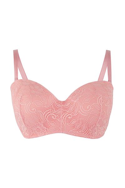 Trendyol Curve Pink Lace Lilyum Plus Size Bra Tbbaw26Cw00006