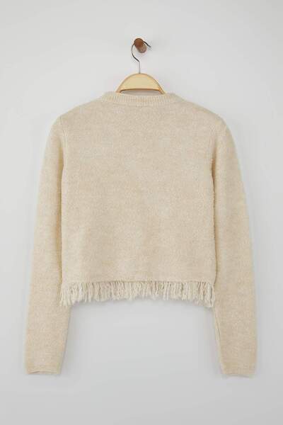 Trendyol Collection Stone Ribbon Detailed Boucle Yarn Knitwear Cardigan Twoaw26Hi00105