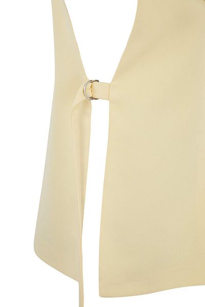 Trendyol Collection Yellow Oversize Accessory Side Tie Detail Single Button Lined Woven Vest Twoaw23Ye00032