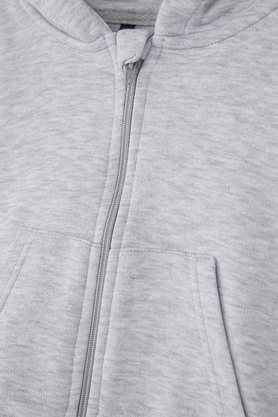 TRENDYOLKIDS Gray Melange Unisex Children's 100% Cotton Solid Hooded Regular Knitted Cardigan Tkdaw26Hi00001