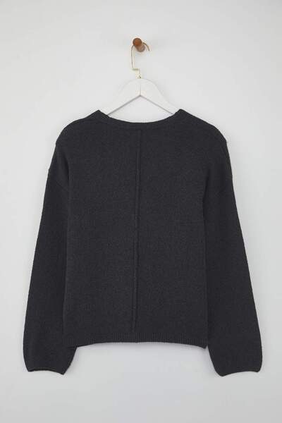 Trendyol Collection Anthracite Cotton Blended Basic Wide Fit Knitwear Cardigan Twoaw26Hi00107