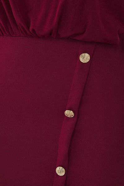 Trendyol Curve Burgundy Body Fitted Padded Button Detailed Mini Plus Size Dress Tbbaw25Ah00117