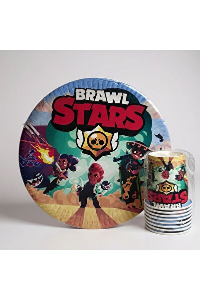 Cadde Süs Brawl Stars 8'li Kağıt Tabak Bardak Seti