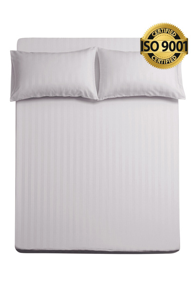 Master Home Textile Queen Microfiber Sheet Set, Queen Size 3 Pieces, Hotel Stripes Design