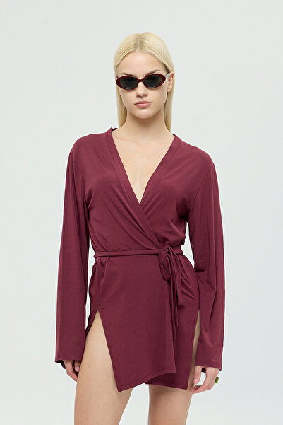 SHEISMONO Ultra Soft Zoe Kimono Claret Red