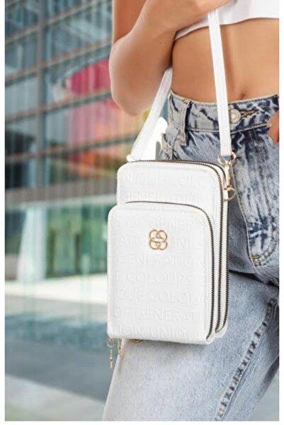 selma demir Geantă portofel albă pentru femei cu 3 compartimente și compartim...