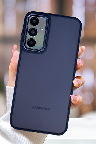 Fibaks Samsung Galaxy A54 Kılıf Metal Çerçeve Hassas Butonlu Renkli Buzlu Şeffaf Transparan Kapak