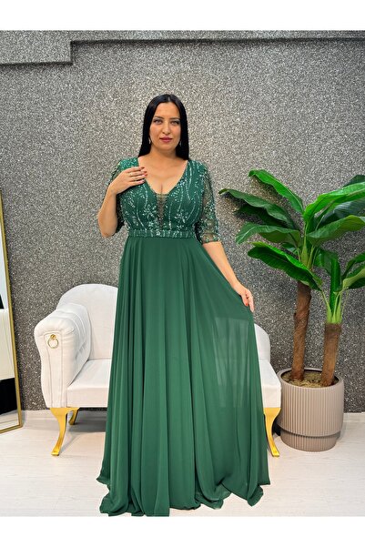 E&A Eren Abiye KISA KOL BONCUK ISLEMELI SIFON ELBISE