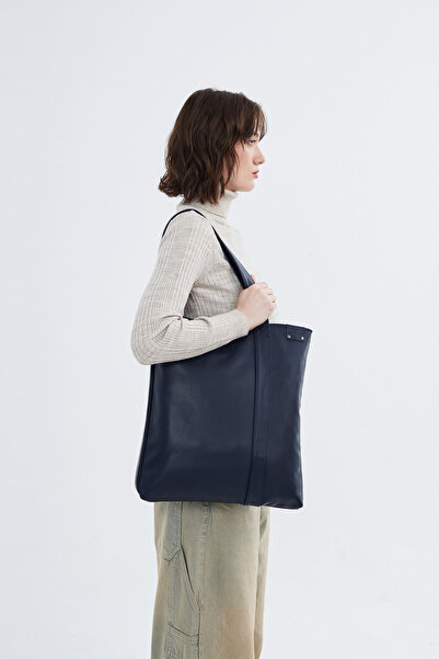 Nordbron Women's Navy Blue Casual Hasle - Flat Shoulder, Compartment Inner Pocket, Thick Strap, 6.6 L, 100% Faux Leather