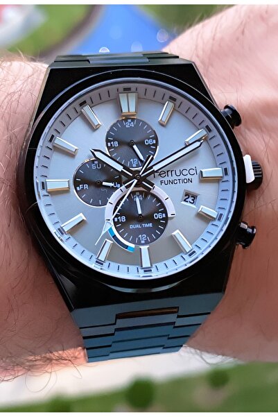 Ferrucci Ferruci Marka Gümüş Renk İç Fonksiyonları Aktif 2 Yıl Garantili Erkek Kol Saati - Bileklik