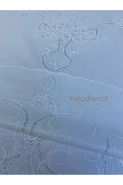 TNR Tablecloth with Embroidery Lace Look Draped Non-Slip Round Pvc Oilcloth 155X155 cm