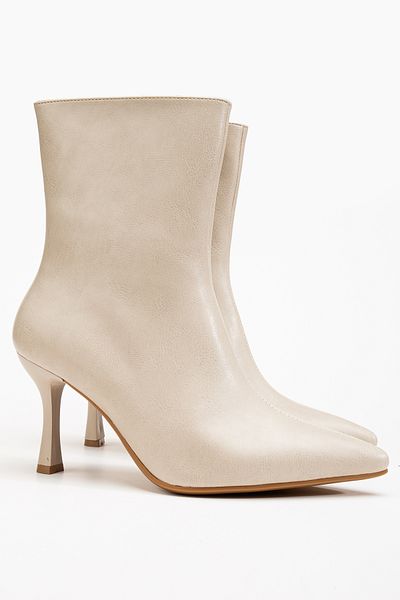 Entella Store Pointed Toe Thin Heel Beige Cream Boots