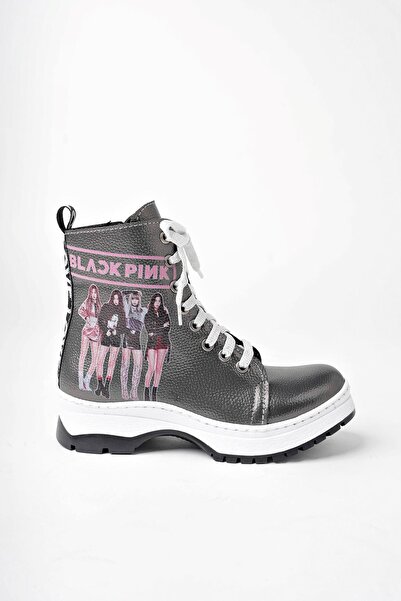 Ramer Pilatin Зморшкуватий Rugan BlackPink Дівчачі черевики на блискавці