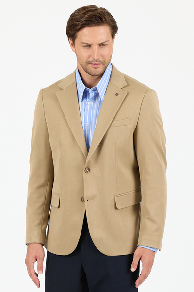 Frappoli Rollex Men's Dark Beige Lycra Fabric 2026 Winter Sports Blazer Jacket