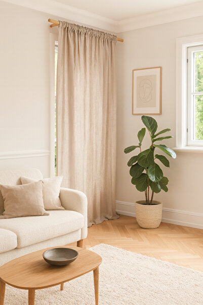 pinoxi 100cm Masif Naturalş Ahşap Perde Askısı Natural Rustik Ahşap Boru 100 Cm