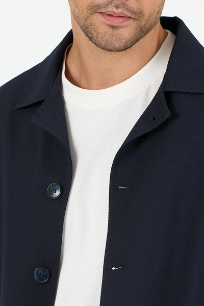 Frappoli Lucos Ανδρικό Navy Blue Lycra Stretch Fabric 2 τεμαχίων Overshirt Jacket + Jogger Elastic παντελόνι