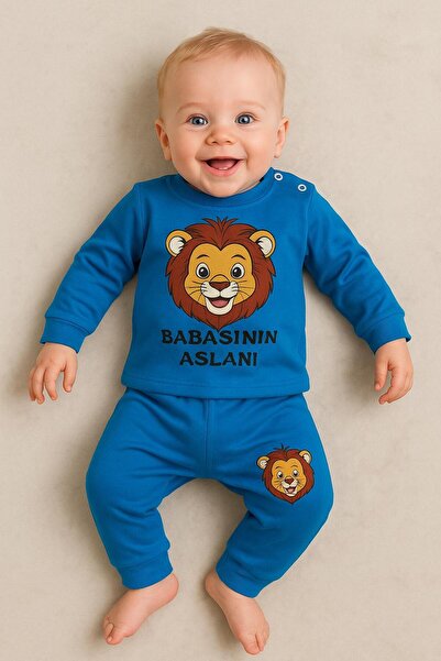 nevrankids Babasının Aslanı Erkek Bebek 2'li Takım - Mavi