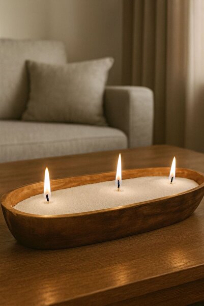 nolina flower Beyaz Toz Mum Aranjman