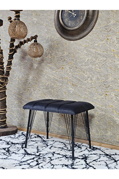 ZAFİR Metal Siyah Tel Ayaklı 60 cm Puf Bench - Puf - Bench - Oturak - Mutfak ...