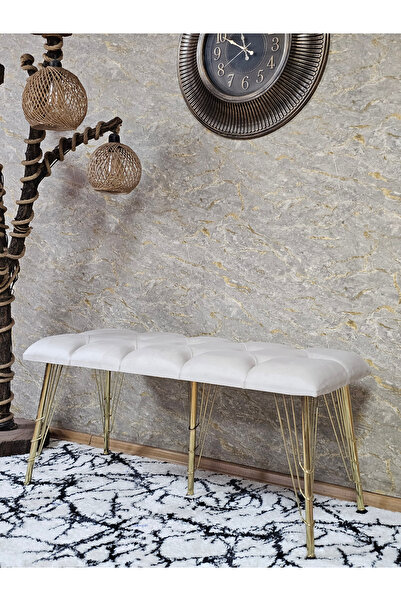 ZAFİR Metal Gold Tel Ayaklı 100 cm Puf Bench - Puf - Bench - Oturak - Mutfak ...