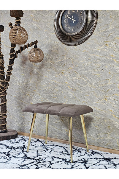 ZAFİR Gold Sivriltme Ayaklı 60 cm Puf Bench - Puf - Bench - Oturak - Mutfak O...