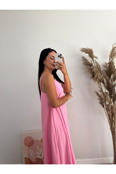 DUSOHOME Φόρεμα με λουράκι ροζ