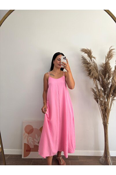 DUSOHOME Φόρεμα με λουράκι ροζ
