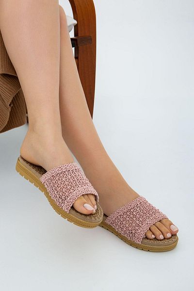 Moda Devrin Powder Open Front Straw Knitted Outdoor and Home Slippers (PATTERN RENEWED.)