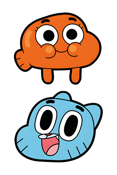 CanCo Store Gumball-darwin Sticker 12x10 Ve 12x10 Cm Ikili Su Geçirmez Araba Laptop Oto Motor Kask Sticker