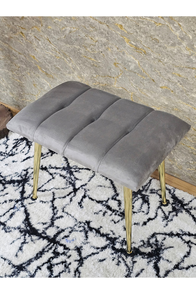 ZAFİR Gold Sivriltme Ayaklı 60 cm Puf Bench - Puf - Bench - Oturak - Mutfak Oturağı - Antre Oturağı
