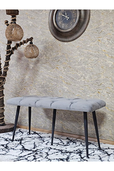 ZAFİR Siyah Boyalı Siyah Oturaklı Metal Sivriltme Ayaklı Babyface Puf & Bench & Oturak