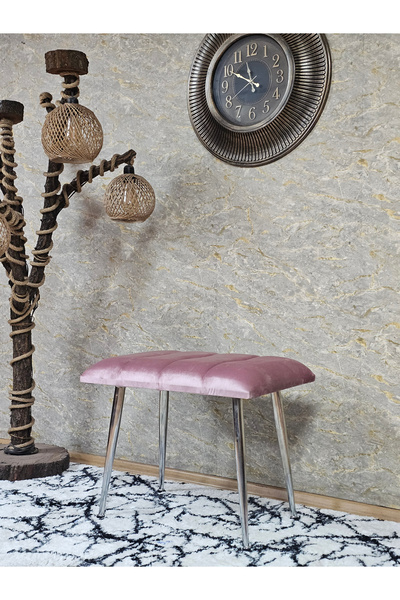 ZAFİR Krom Sivriltme Ayaklı 60 cm Puf Bench - Puf - Bench - Oturak - Mutfak O...