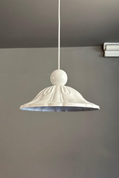 Bamyum Ralivo Beyaz Metal Avize Tekli Beyaz Boncuk Başlık Mutfak Modern Dekoratif Sarkıt Aydınlatma