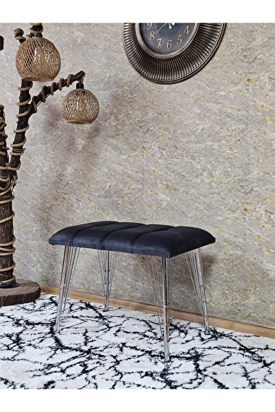 ZAFİR Metal Krom Tel Ayaklı 60 cm Puf Bench - Puf - Bench - Oturak - Mutfak O...
