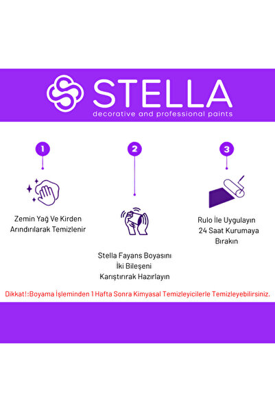 Stella Fayans Boyası Tezgah, Mermer, Ahşap, Mobilya, Cam, Seramik, Kapı Boyası 1LT