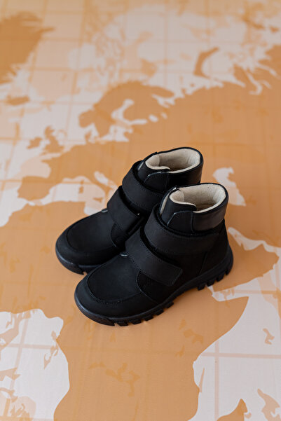 Bebbini Helsinki-Siyah Hakiki Deri Çocuk Bot