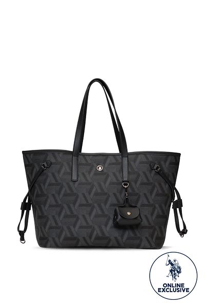 U.S. Polo Assn. حقيبة كتف نسائية سوداء Us25519 حصرية عبر الإنترنت