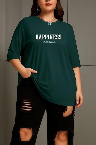 DM DOLCE MORE Plus Size Happiness Printed Unisex T-Shirt