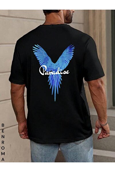 E-ROMA تيشيرت للجنسين مطبوع على الظهر مقاس كبير