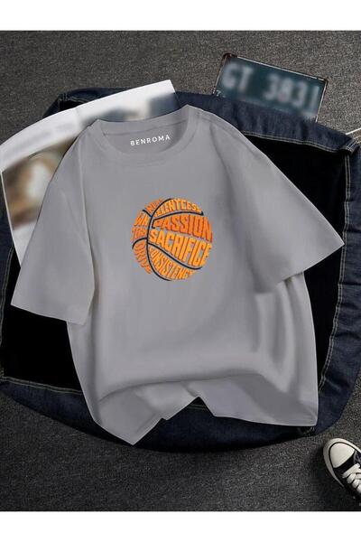 BENROMA Oversized Basketball Printed Unisex T-Shirt Printed