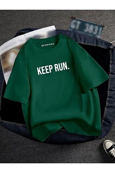 BENROMA Prevelika majica sa štampanim natpisom "Keep Run" unisex