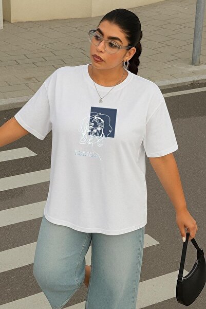 BENROMA Tricou unisex imprimat de mărime mare