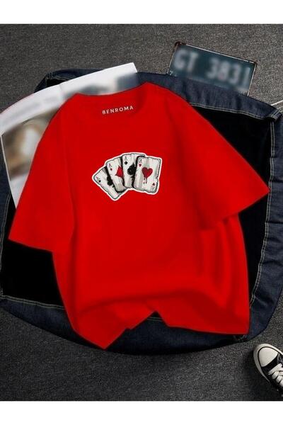 E-ROMA Oversized Playing Card Printed Unisex T-Shirt Printed