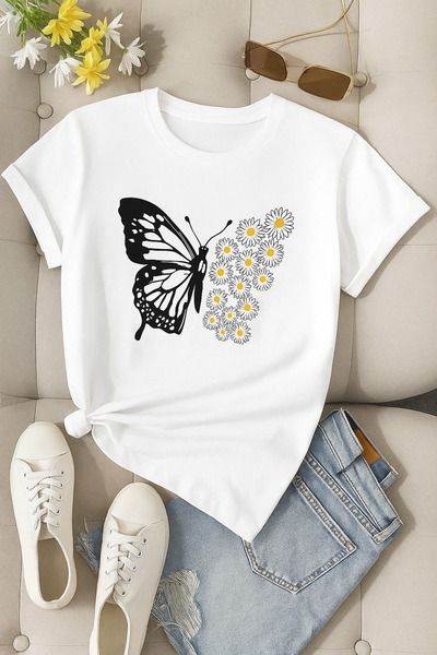 BENROMA Tricou unisex cu imprimeu Daisy Butterfly