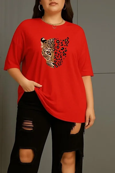 BENROMA Μπλουζάκι Unisex με στάμπα Leopard Plus Size
