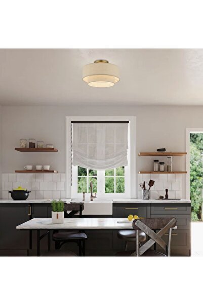 Fico Home Modern Sarkıt Avize Plafonyer Avize Çift Katlı Alp Beyazı Kumaşlı Sarkıt Avize
