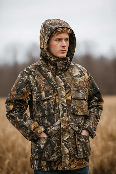 WİDİ Hunting Forest Pattern Cullery Setter Printed Wind Waterproof Outing Hoodie -45 ° C Cold Climate Coat