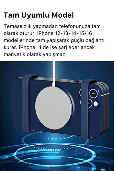 Noriyen iPhone 11 12 13 14 15 16 Magsafe Kablosuz Hızlı Şarj Apple Uyumlu Manyetik 15w Wireless Charger