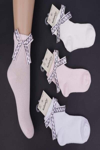 KIPIRIK BABY 1 Pack Girls' White Socks with Ribbon Detail